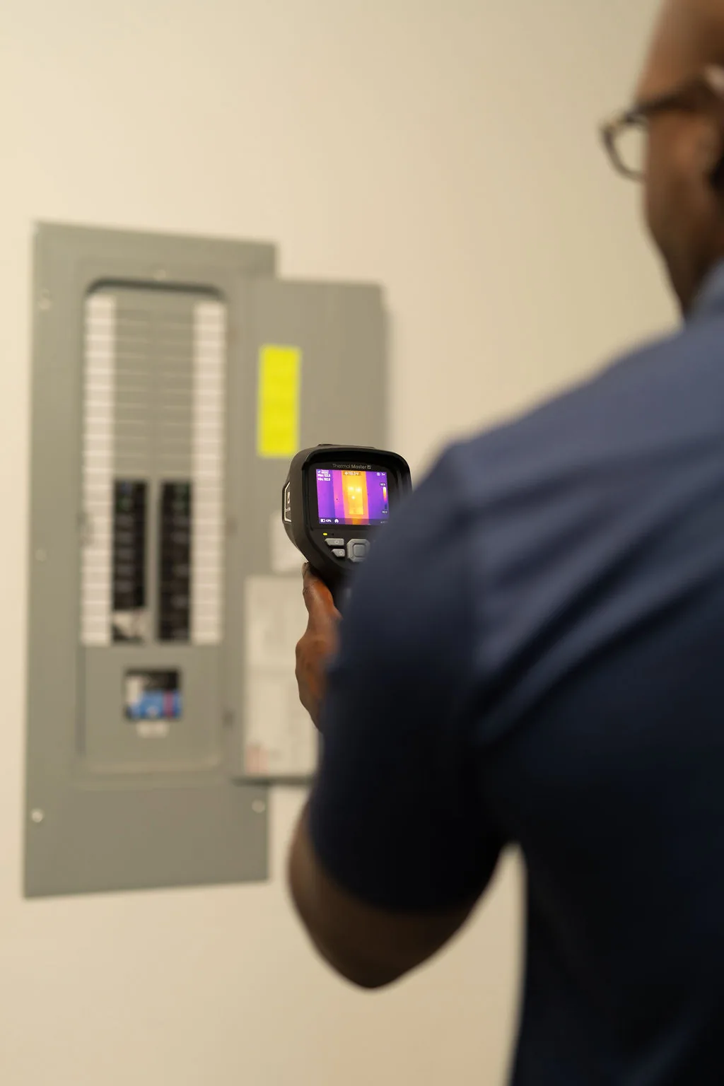 Scanning an electrical panel with a thermal imaging camera